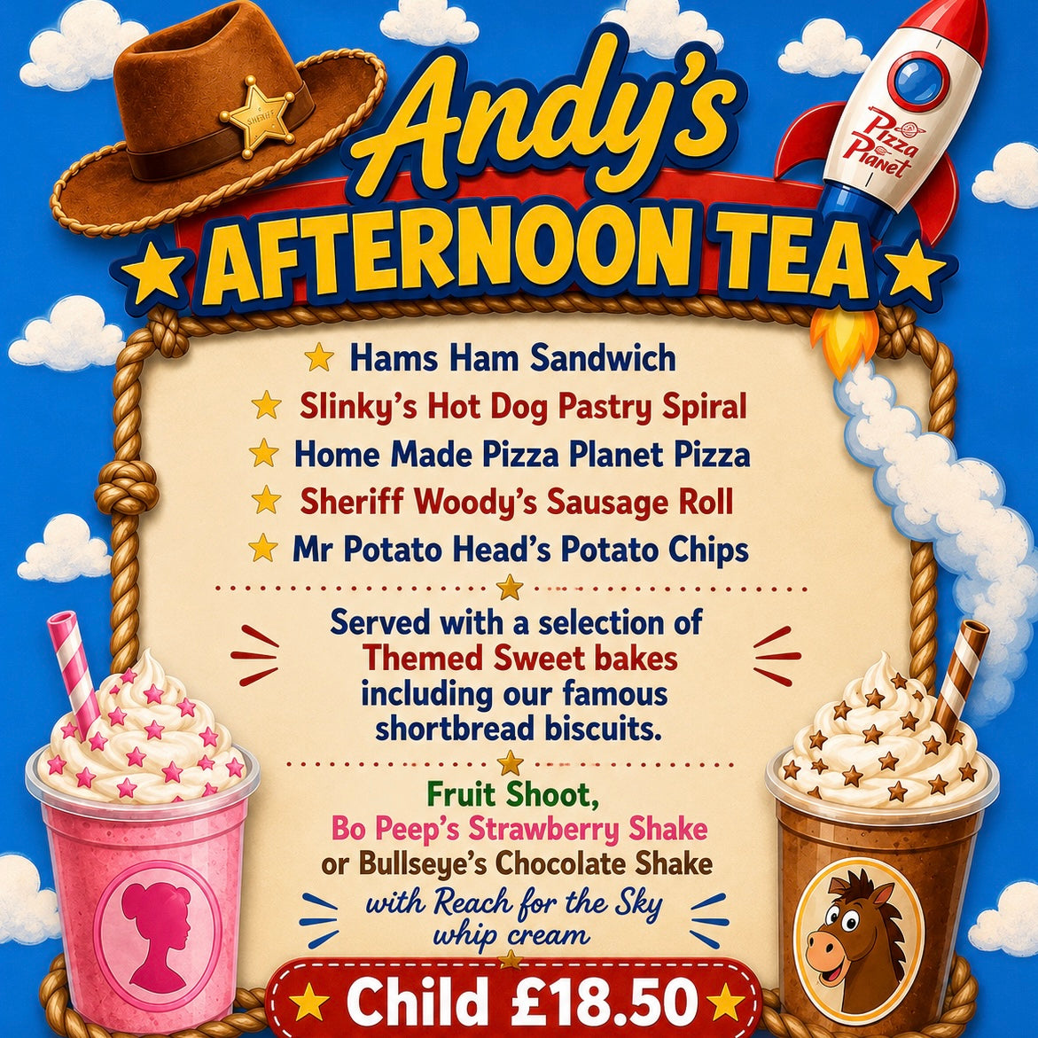 Toy Story themed Afternoon Tea (this is a deposit to your booking) (Copy)