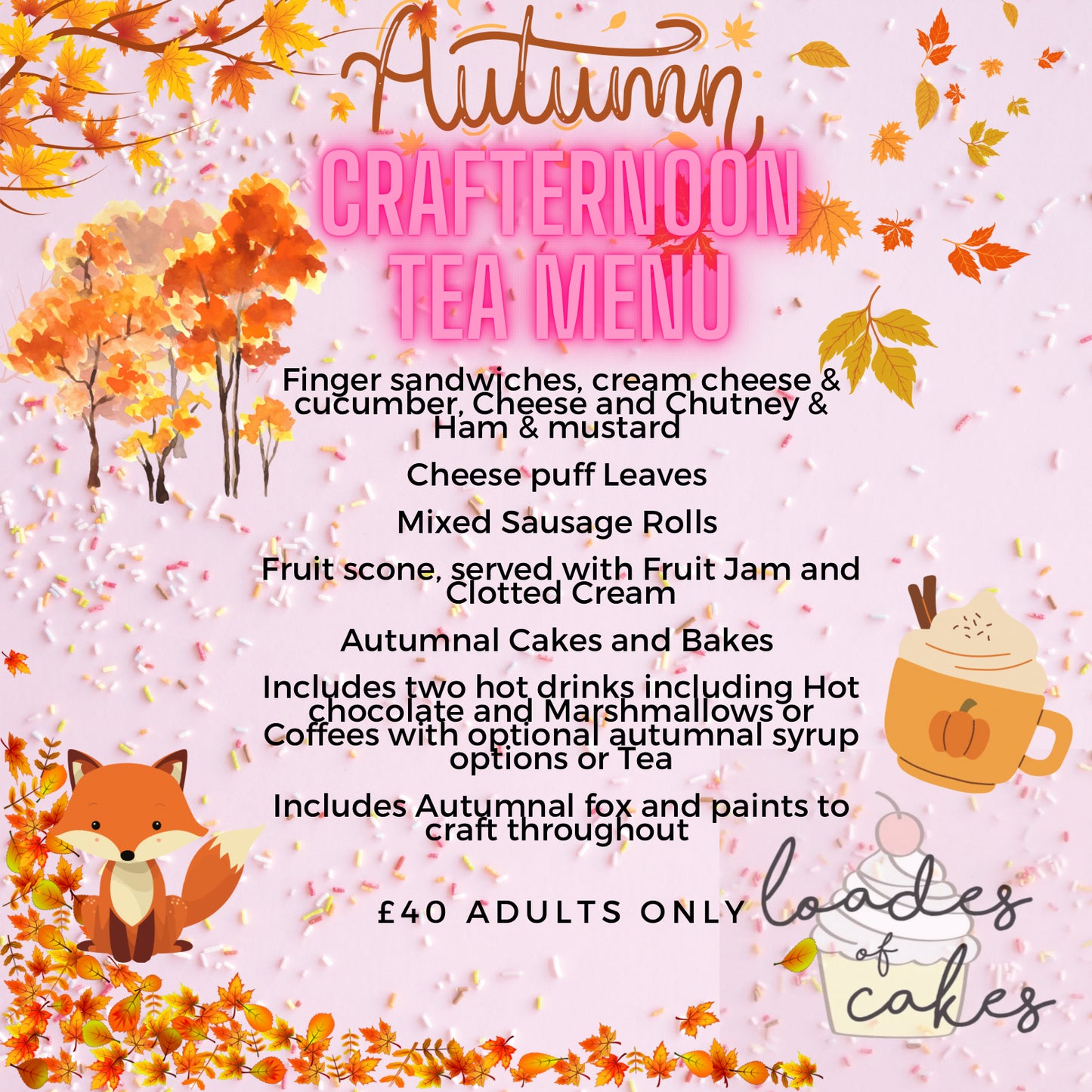 Crafternoon Tea (this is a deposit to your booking) Friday 10th October 6pm-9pm