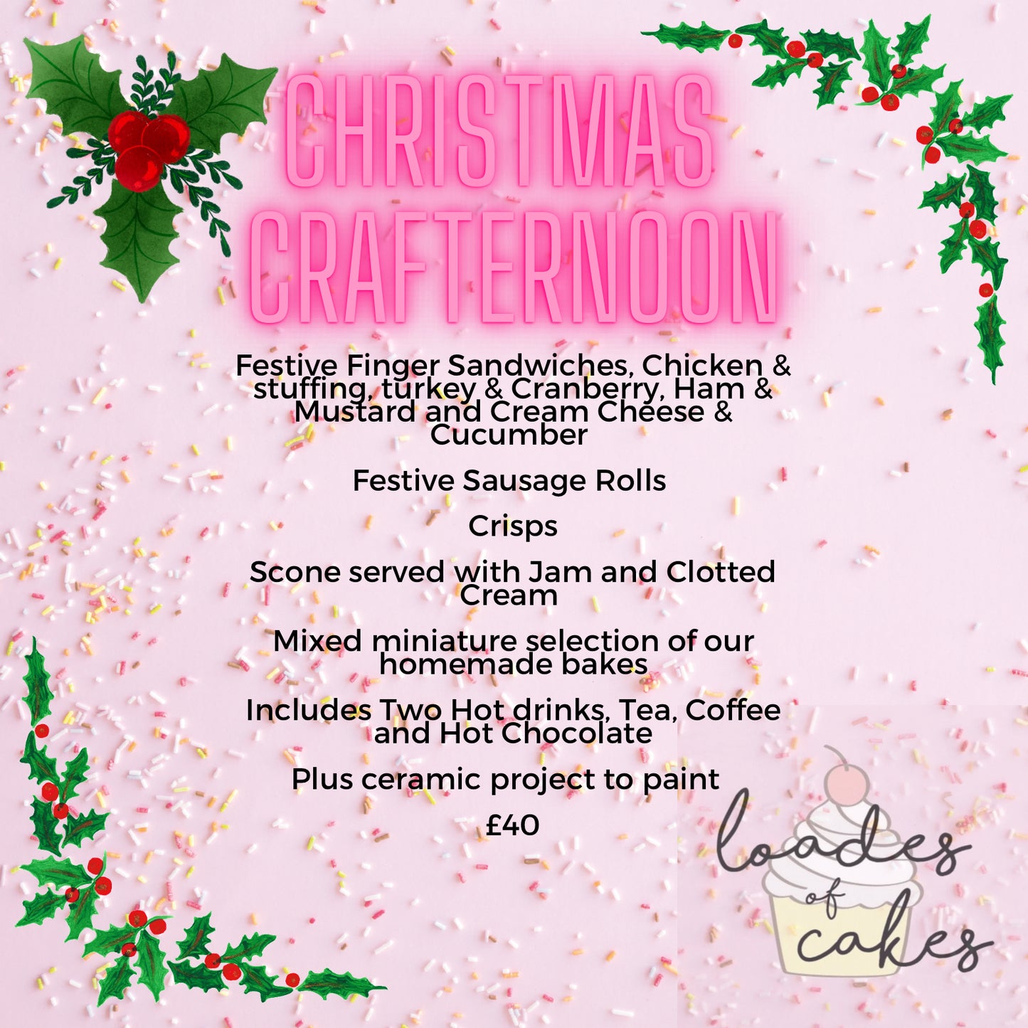 Christmas Santa Crafternoon Tea (this is a deposit to your booking) Wednesday 17th December